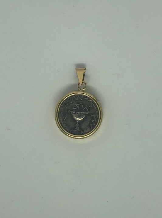 A Shekel Pendant, year 4, 14k.