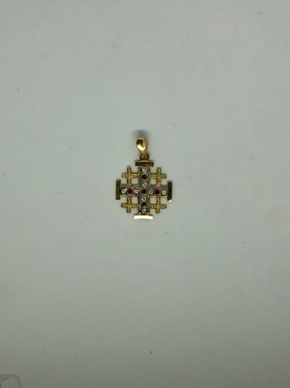 Rube Cross with Diamonds all over the cross, 14k.