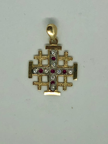 Rube Cross with Diamonds all over the cross, 14k.