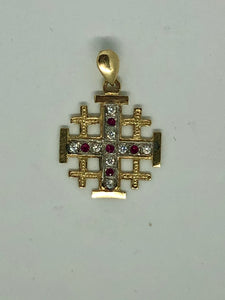 Rube Cross with Diamonds all over the cross, 14k.