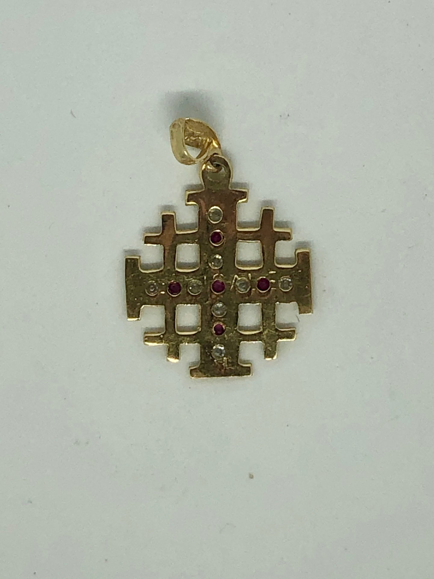 Rube Cross with Diamonds all over the cross, 14k.