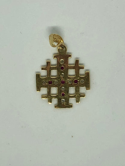 Rube Cross with Diamonds all over the cross, 14k.