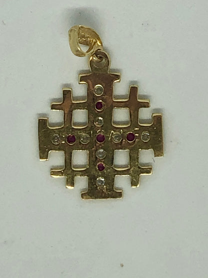 Rube Cross with Diamonds all over the cross, 14k.