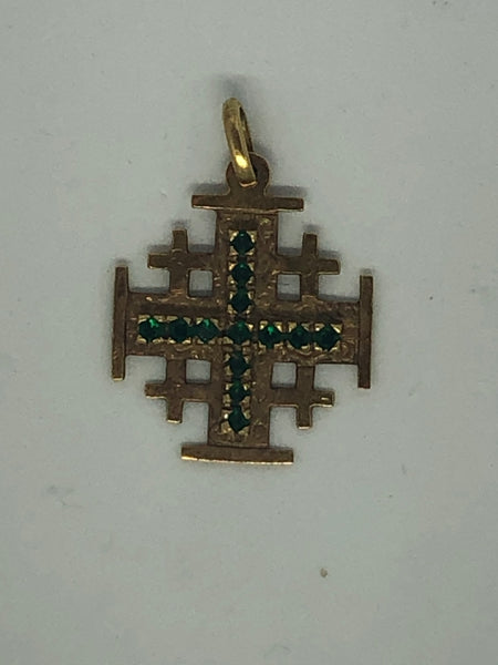 Jerusalem Cross, a pendant, emerald 18k.