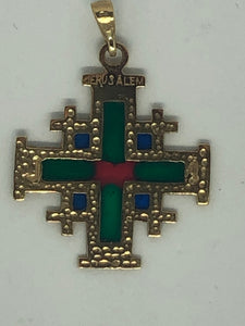 Jerusalem Cross, a pendant, enamel 14k.