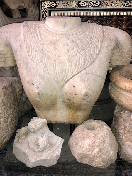 A Top half body of a naked lady, handmade Marble Statue.