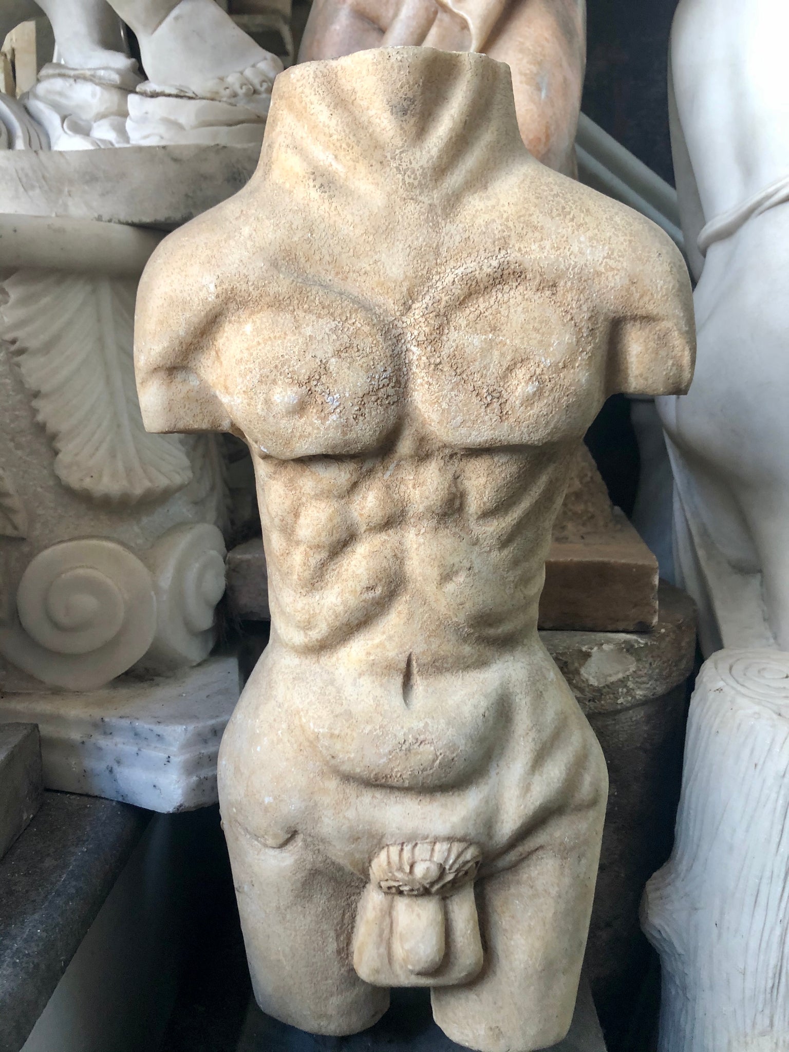 Half body of a Man, handmade Marble statue. 18th Century.
