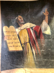 Moses holding the Ten Commandments, handmade Oil Painting.