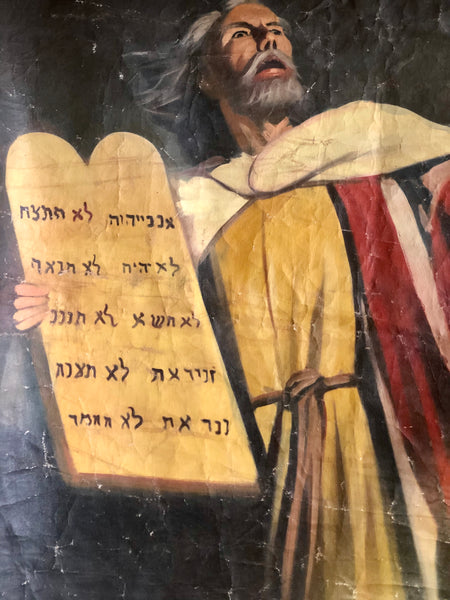 Moses holding the Ten Commandments, handmade Oil Painting.
