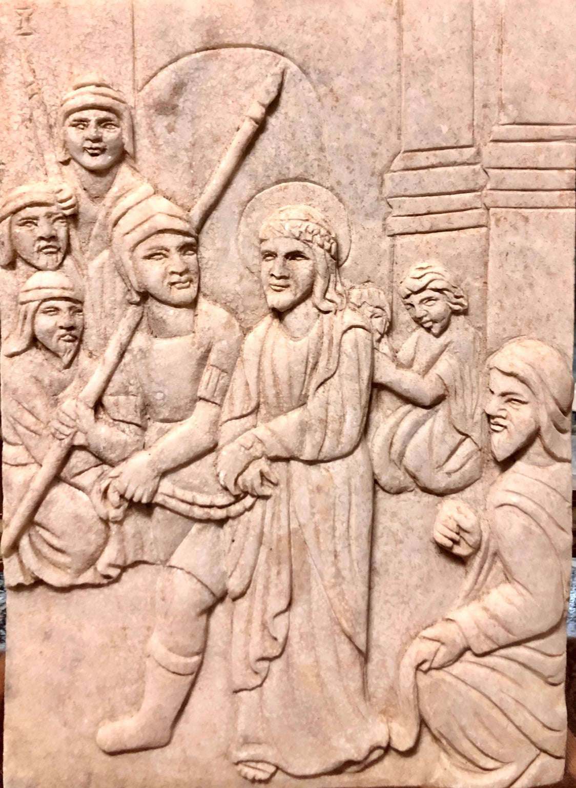 A complete set of fifteen pieces made out of marble of the Via Dolorosa Depiction of Jesus. Middle of 18th Century.