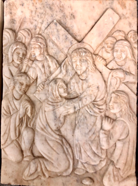 A complete set of fifteen pieces made out of marble of the Via Dolorosa Depiction of Jesus. Middle of 18th Century.