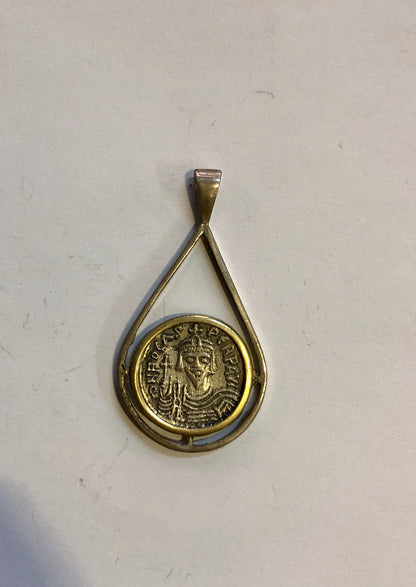 Byzantine Coin, silver pendant 925.