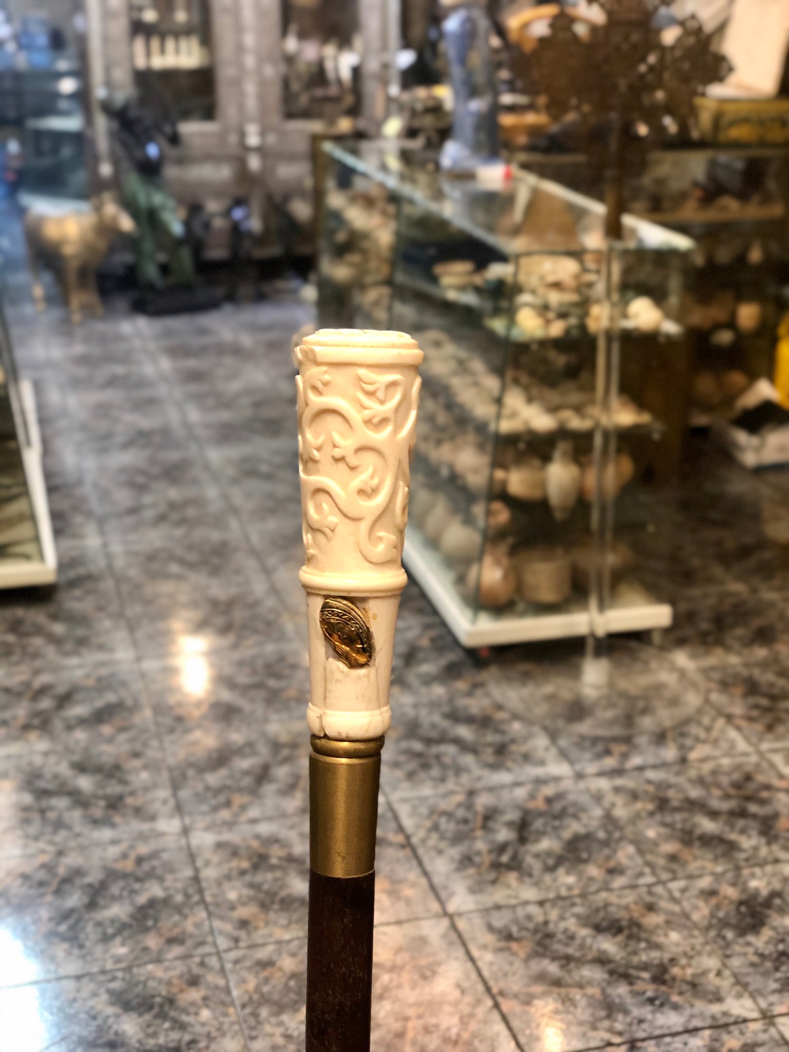 A handmade Walking-stick, made out of Ivory.