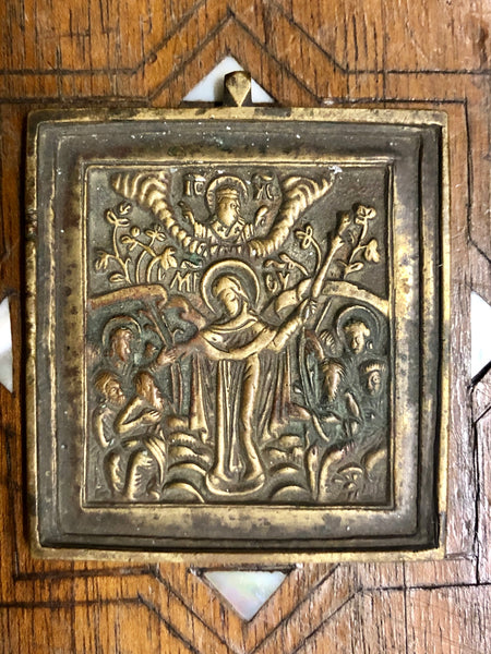 A handmade Bronze Russian icon of the Mother of All. 19th Century.