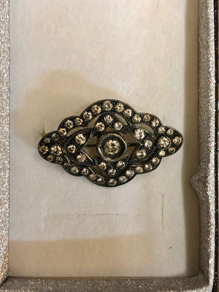 A Russian Golden Brooch with Diamonds. 120 Years old. 10K