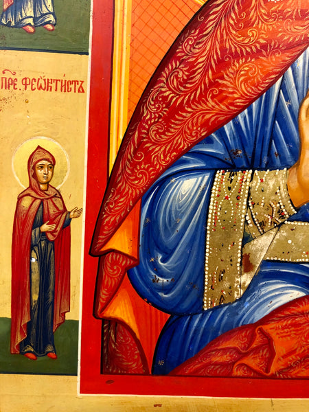 A Russian Icon of Mother of God and God the Father. 20th Century.