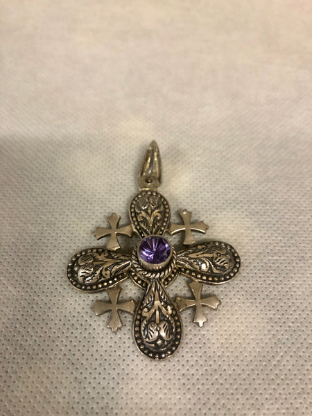 A 925 silver Jerusalem cross pendant.