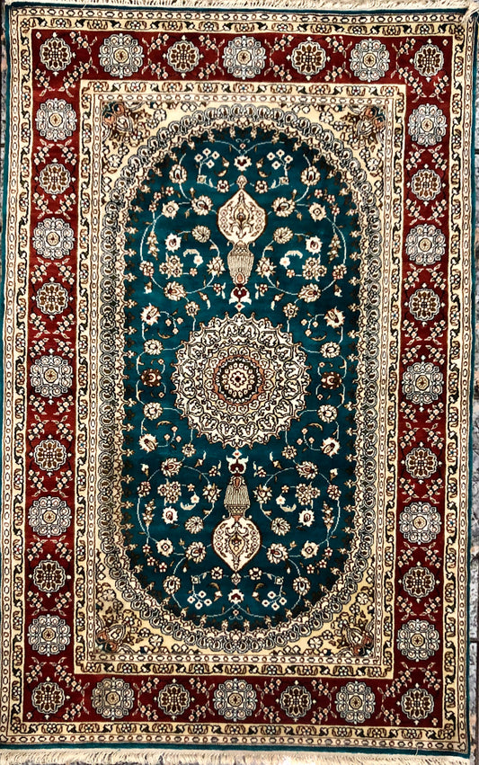 Persian Qom handmade silk on silk Carpet.