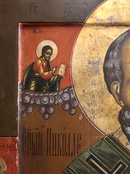 St. Nicholas, handmade Russian icon, 19th Century.