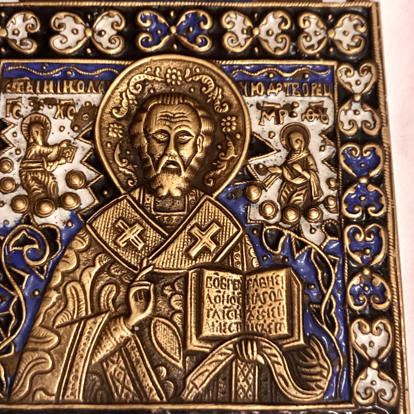 A handmade Bronze Russian icon of St. Nicholas. 18th Century.