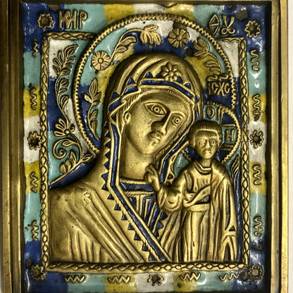 A handmade Bronze Russian icon of Mother of God. 19th Century.