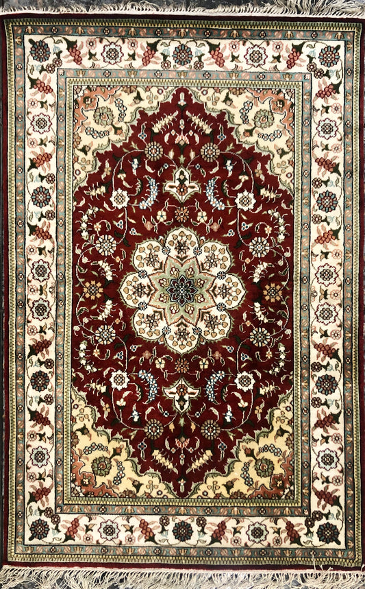 Persian Qom handmade silk on silk Carpet.