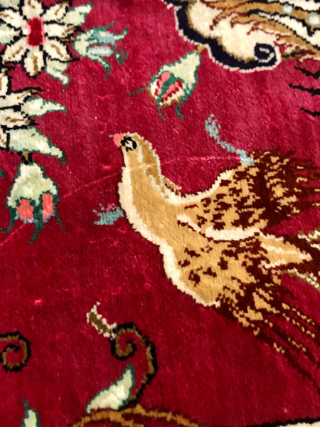 Persian stamped Qom silk on silk Carpet.