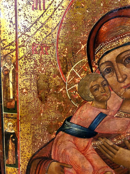 A Handmade Russian Icon of the Mother of God,