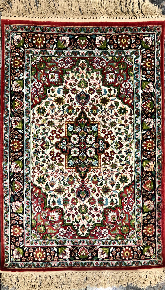 Persian Qom handmade silk on silk Carpet.