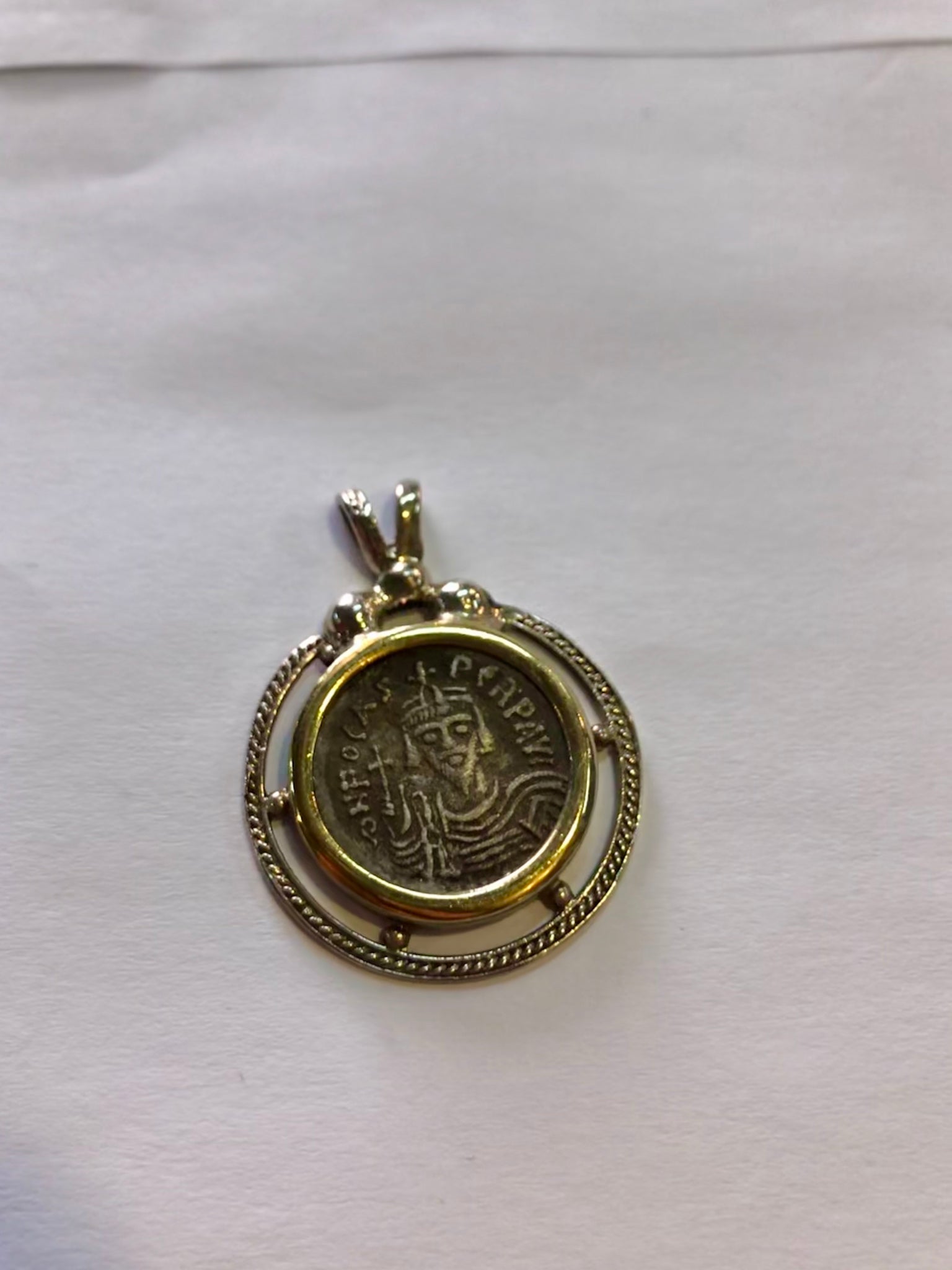 Byzantine Coin, silver pendant 925.