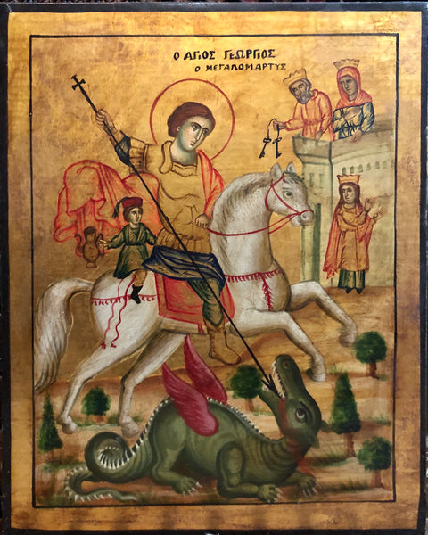 St. George, handmade russian icon, 19th Century.
