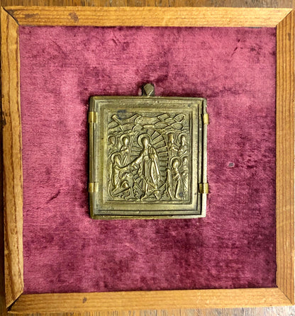 A handmade Bronze Russian icon of Jesus's Transfiguration. 18th Century.