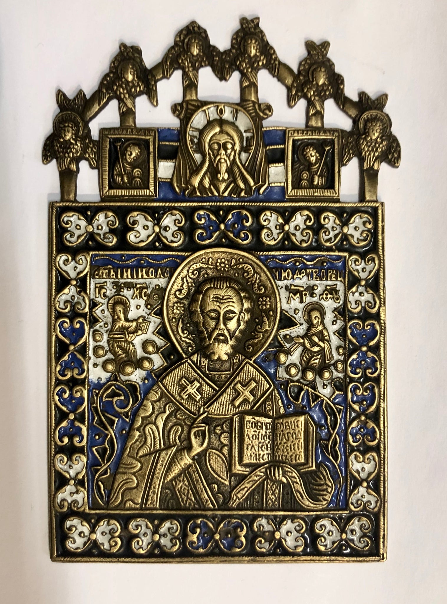 A handmade Bronze Russian icon of St. Nicholas. 18th Century.