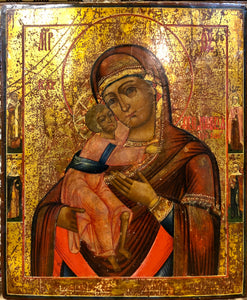 A Handmade Russian Icon of the Mother of God,