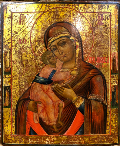 A Handmade Russian Icon of the Mother of God,