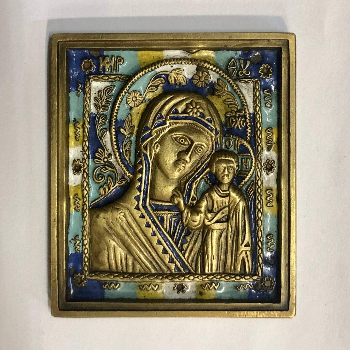 A handmade Bronze Russian icon of Mother of God. 19th Century.