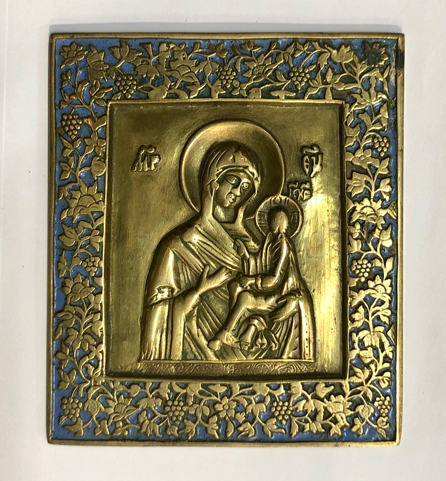 A handmade Bronze Russian Icon of Mother of God. 18th Century.