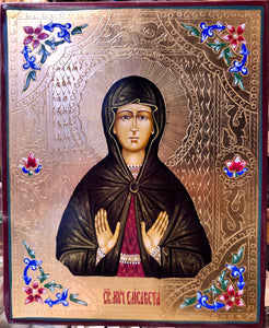 A handmade Russian icon of Our Lady. 20th Century.