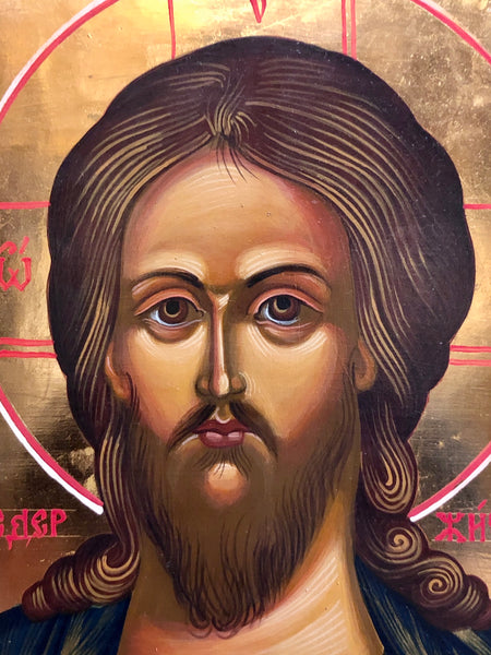 Christ The Pantocrator, handmade russian icon, 20th Century.