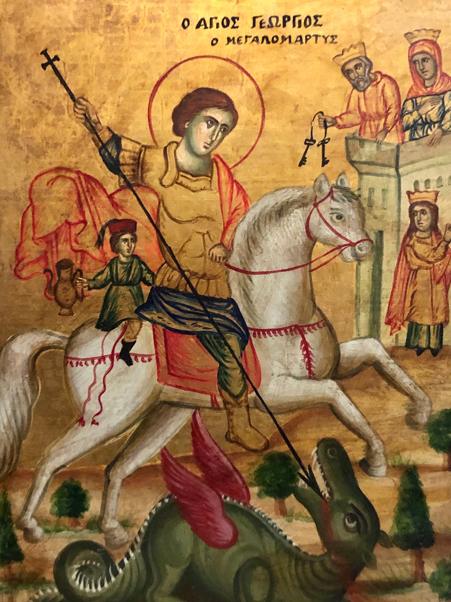 St. George, handmade russian icon, 19th Century.