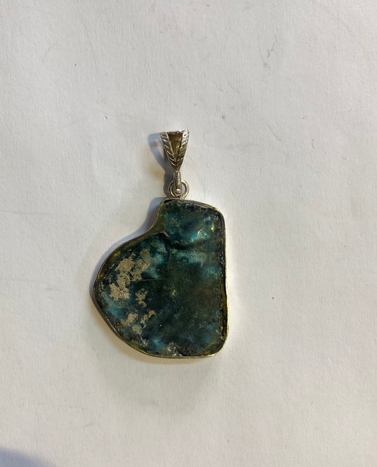 Roman Glass, silver pendant 925.