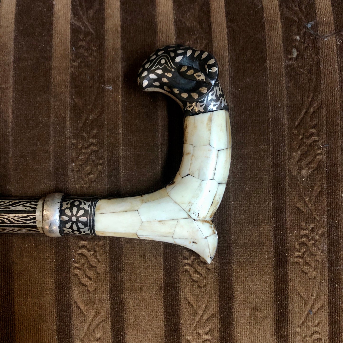 Persian silver walking-stick with Ivory and an interior knife.