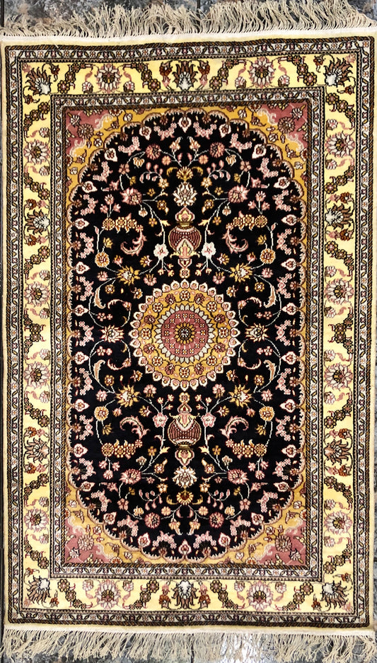 Persian Qom handmade silk on silk Carpet.