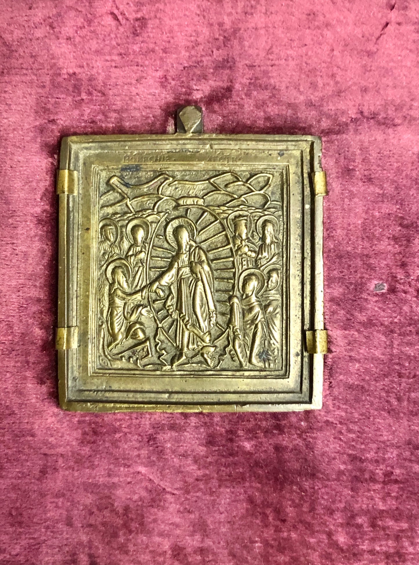 A handmade Bronze Russian icon of Jesus's Transfiguration. 18th Century.