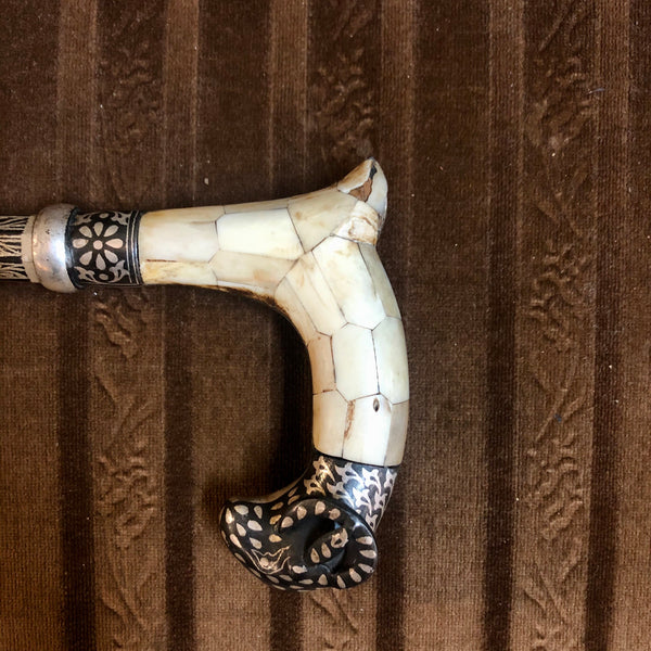 Persian silver walking-stick with Ivory and an interior knife.