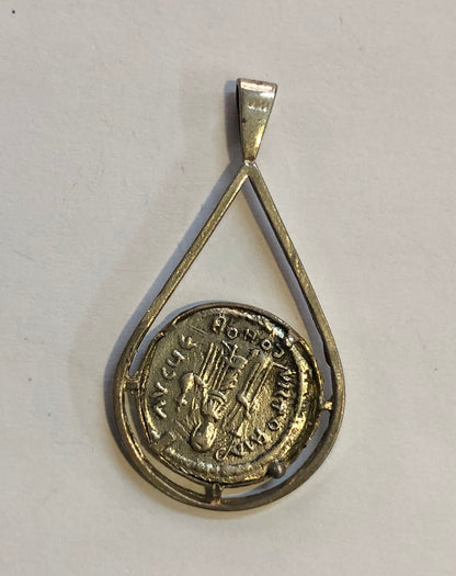 Byzantine Coin, silver pendant 925.