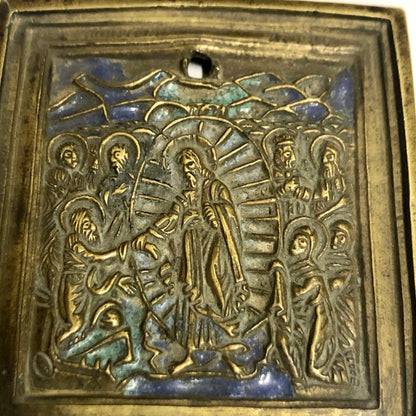 A handmade Bronze Russian icon of the Transfiguration of Jesus Christ. 18th Century.