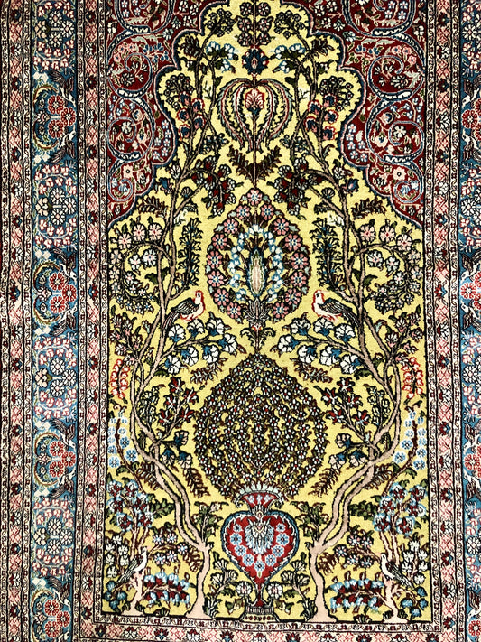 Persian Qom handmade silk on silk Carpet.