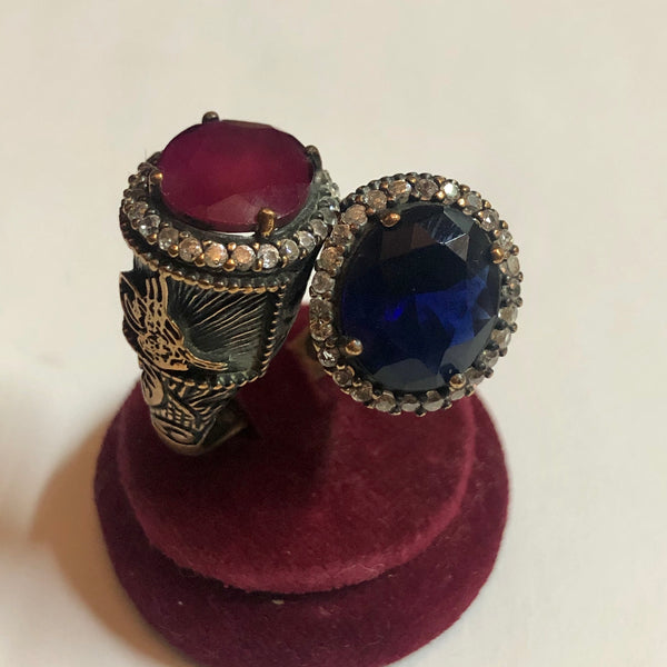 A 925 Silver Ring with Sapphire stones.