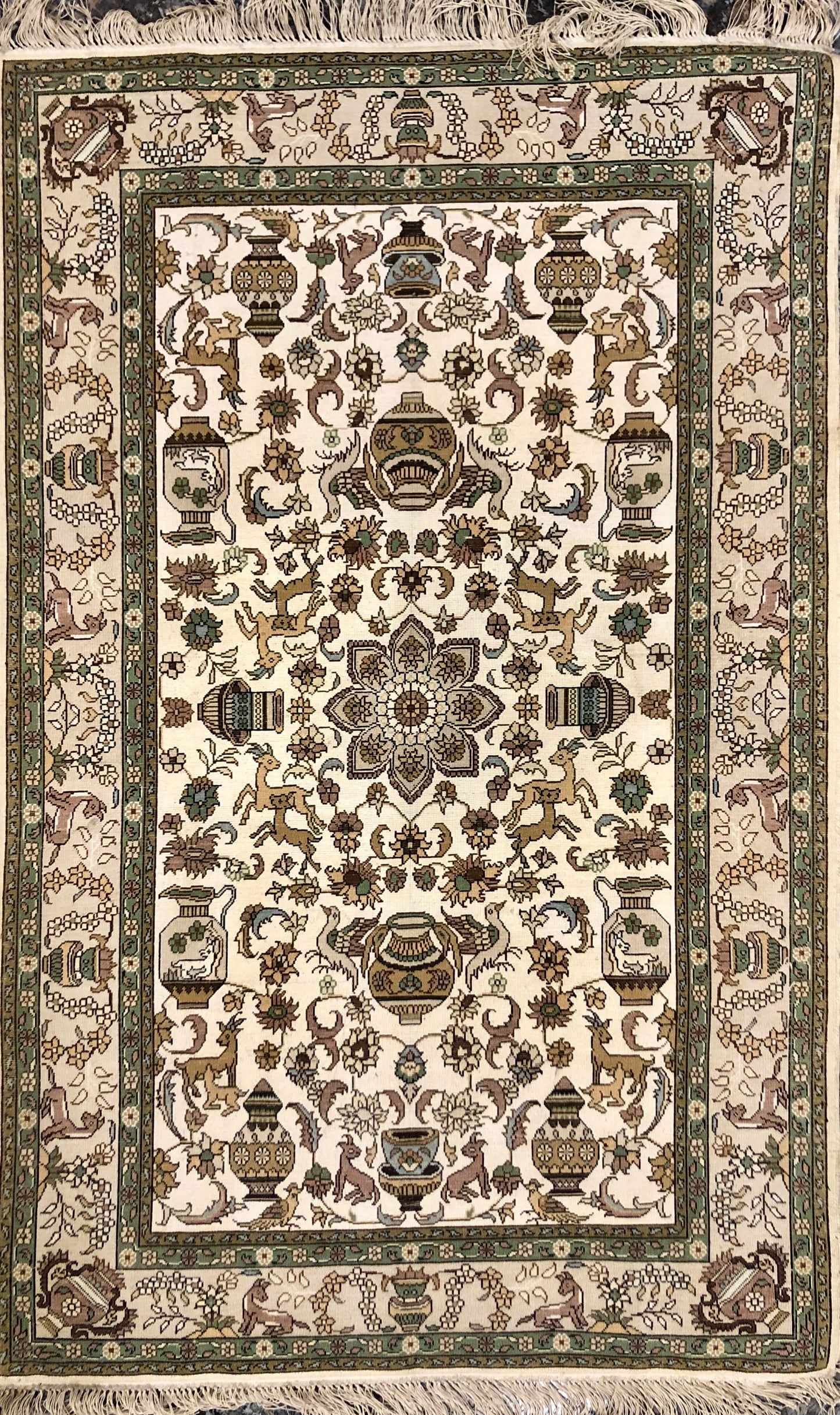 Persian Qom handmade silk on silk Carpet.